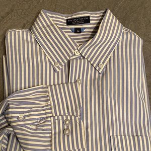 IZOD 80’s 2-ply Blue White Mens Long Sleeve Button Up Size M